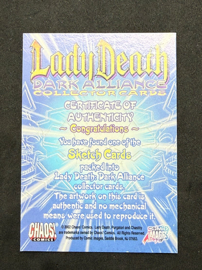 Lady Death Dark Alliance Hand Drawn Sketch Card 1 of 1 With COA Chaos Comics