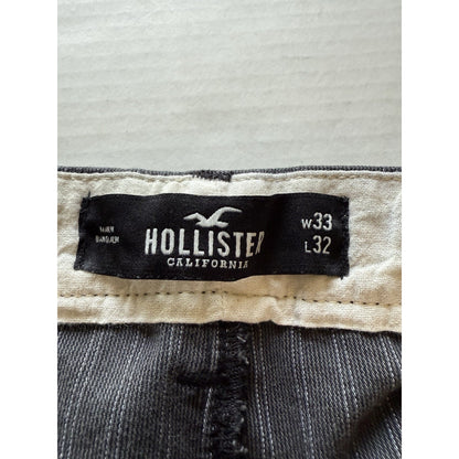 Hollister Epic Flex Taper Pants W33 L32 Gray Pinstripe Men’s Casual Stret