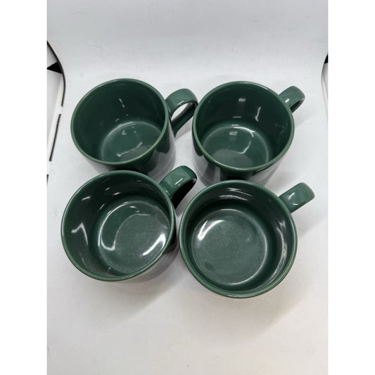Eddie Bauer Mugs Set of 6 Solid Green 3 1/2" Made in Japan Camping Diner Retro