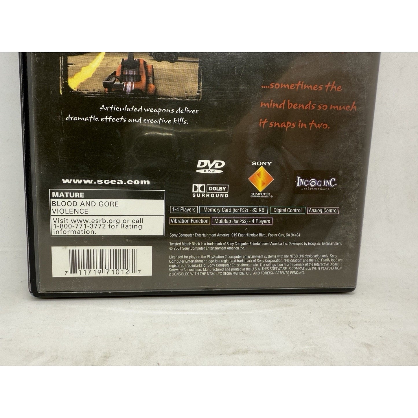 Twisted Metal Black (PS2, 2001) Complete CIB Tested Mature Sony Playstation 2