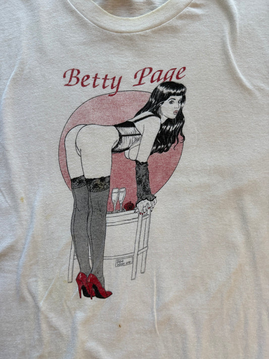 Vintage Betty Page Pinup Single Stitch Tee Made USA Size L Pin-Up