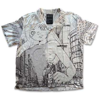 The Hundreds x Cotoh Camp Shirt Cream Mens XL NWOT Anime Manga City Print