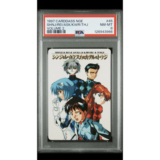 1997 Carddass NGE Vol.2 45 Shinji Rei Asuka Kaworu Toji PSA 8 NM MT Neon Genesis
