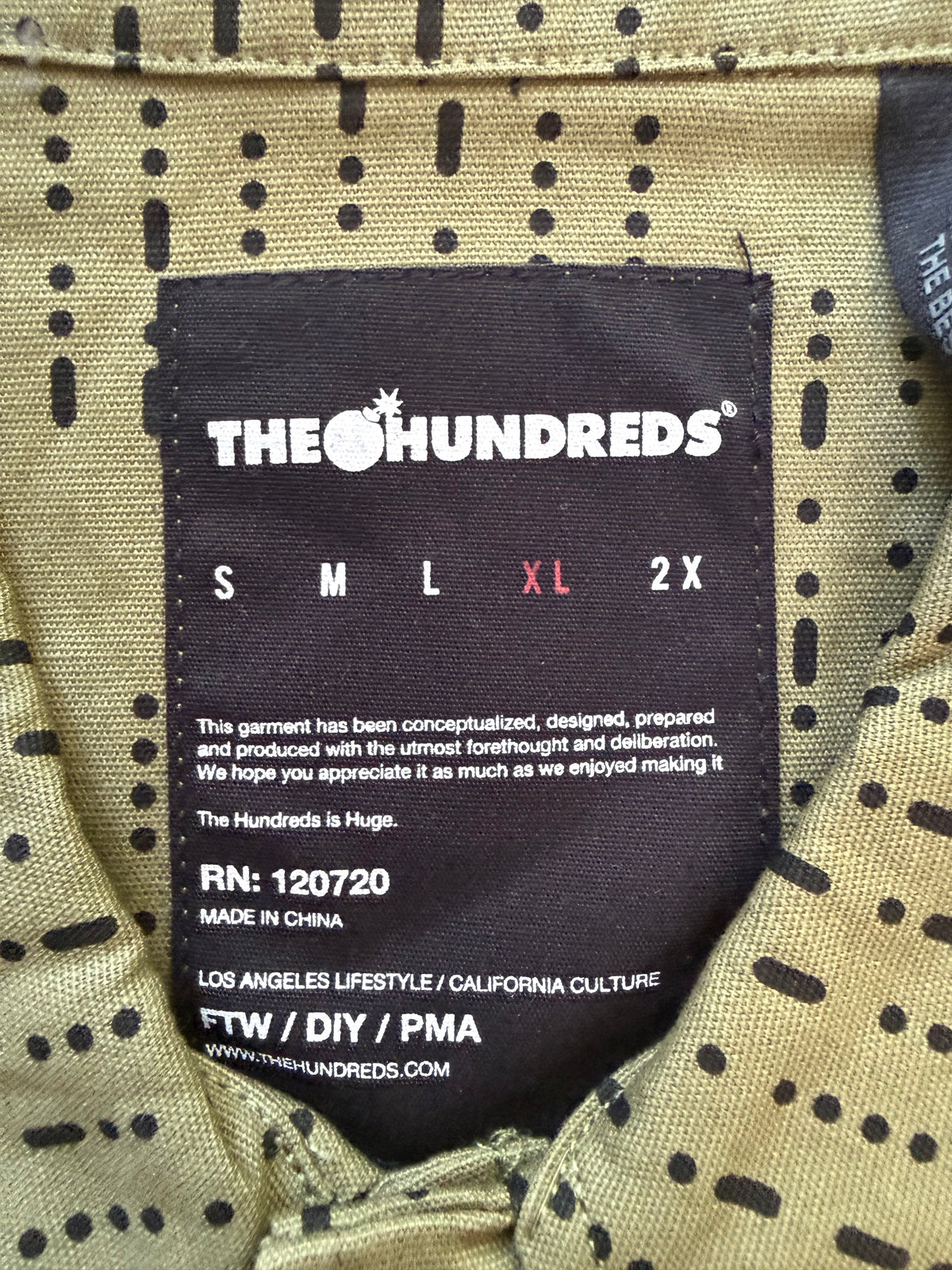 The Hundreds BDU Woven Camp Shirt Military Green Mens XL NWT Morse Code