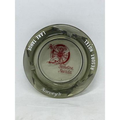 New Vintage Ashtray Harvey's State Line Nevada Resort Hotel Lake Tahoe Glass NV