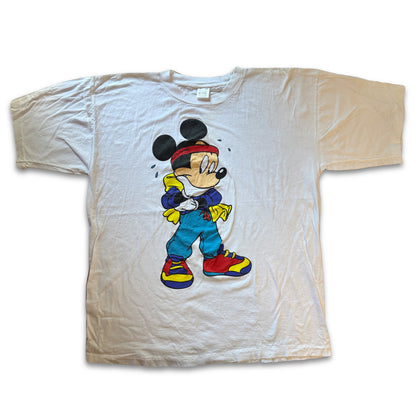 Vintage Mickey Mouse Headband Workout Graphic Tee Ritz XL White