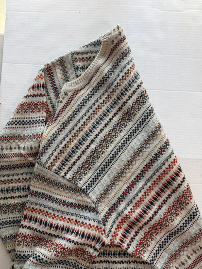 Vintage Lacoste Fair Isle Knit Sweater Made in France Size 6 Croc Embroidered