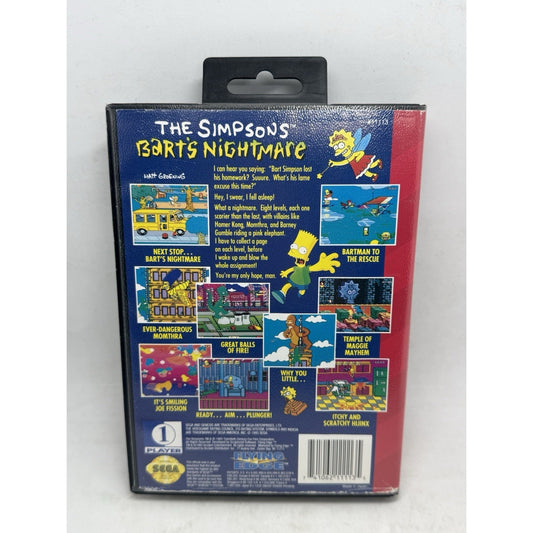 The Simpsons Bart’s Nightmare (Sega Genesis, 1993) Complete CIB Tested GA CLEAN