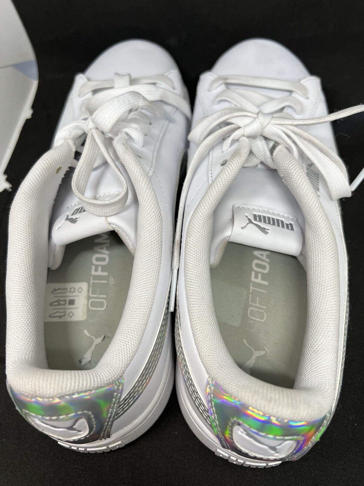 Girls Puma Classic Leather Sneakers Reflective Size 7.5 381497-01 Rainbow Bright