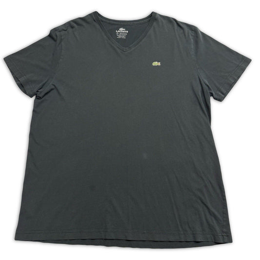 Lacoste Mens V-Neck T-Shirt Short Sleeve Black 100% Pima Cotton Casual Tee 7 XL