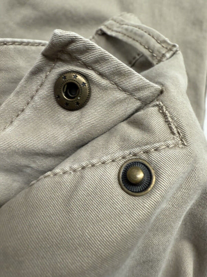 Sonoma Cargo Pant Slim Straight Womens 2 Tan Khaki Comfy Buttons Zipper Pockets