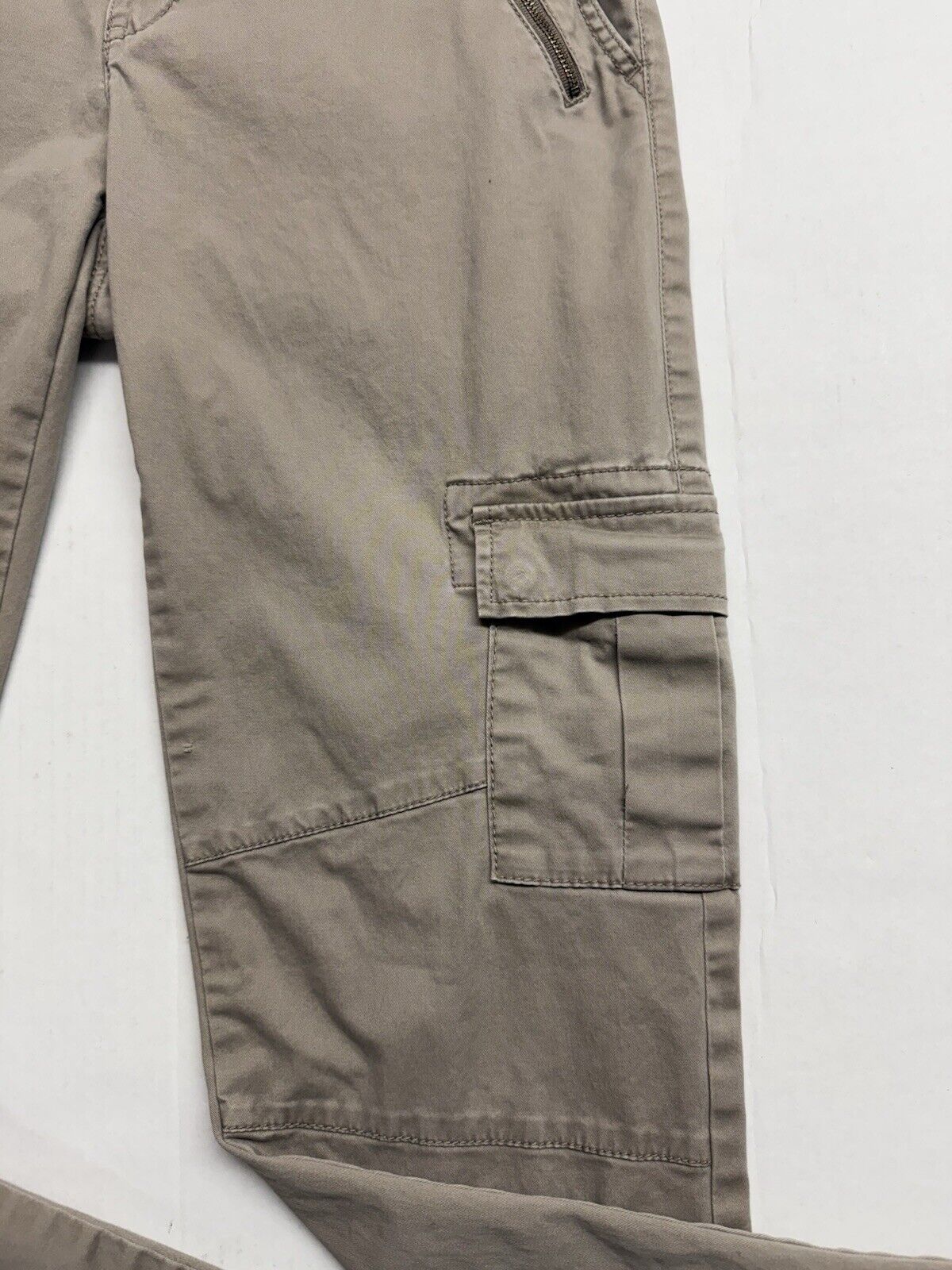 Sonoma Cargo Pant Slim Straight Womens 2 Tan Khaki Comfy Buttons Zipper Pockets