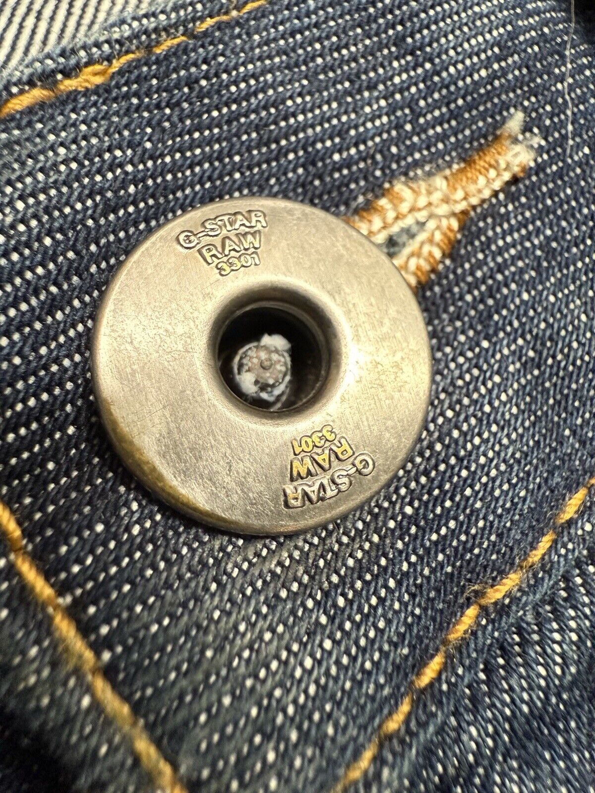 G Star Raw Jean Men 31x32 Blue 3301 Slim Straight Faded Selvedge 2010 Bottoms
