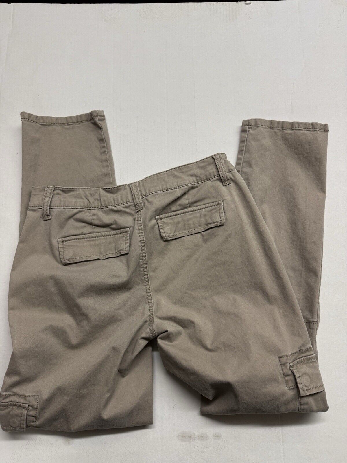 Sonoma Cargo Pant Slim Straight Womens 2 Tan Khaki Comfy Buttons Zipper Pockets