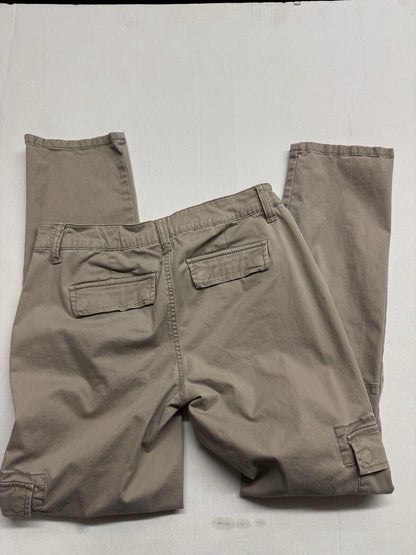 Sonoma Cargo Pant Slim Straight Womens 2 Tan Khaki Comfy Buttons Zipper Pockets