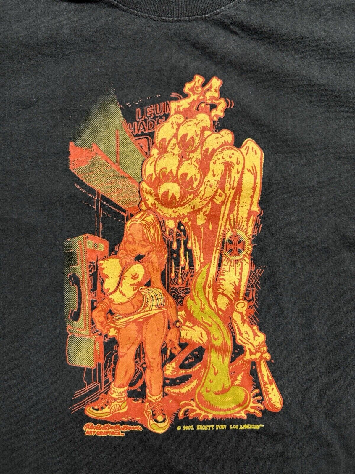 RARE Erosty Pop Japanese Hot Rod T-Shirt L Rockin' Jellybean Erostika Black Fink
