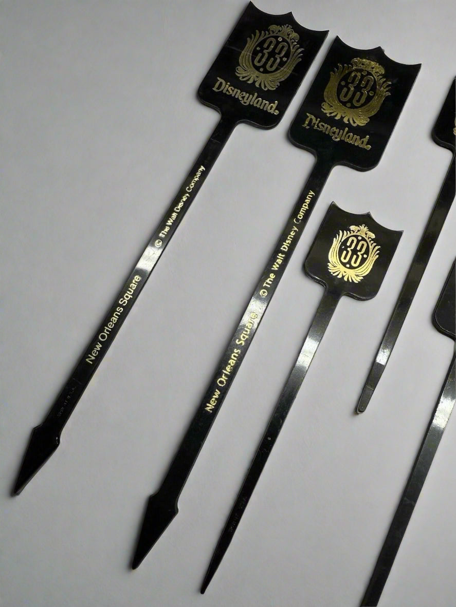 7 Disneyland Club 33 Tiki Cocktail Bar Swizzle Stick Set New Orleans Small Large