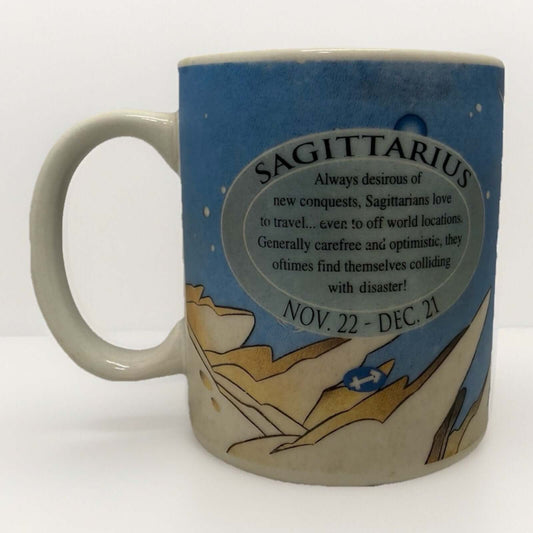 1994 Sagittarius Looney Tunes Marvin The Martian coffee cup, ceramic drinking mug with faded graphic, good condition.