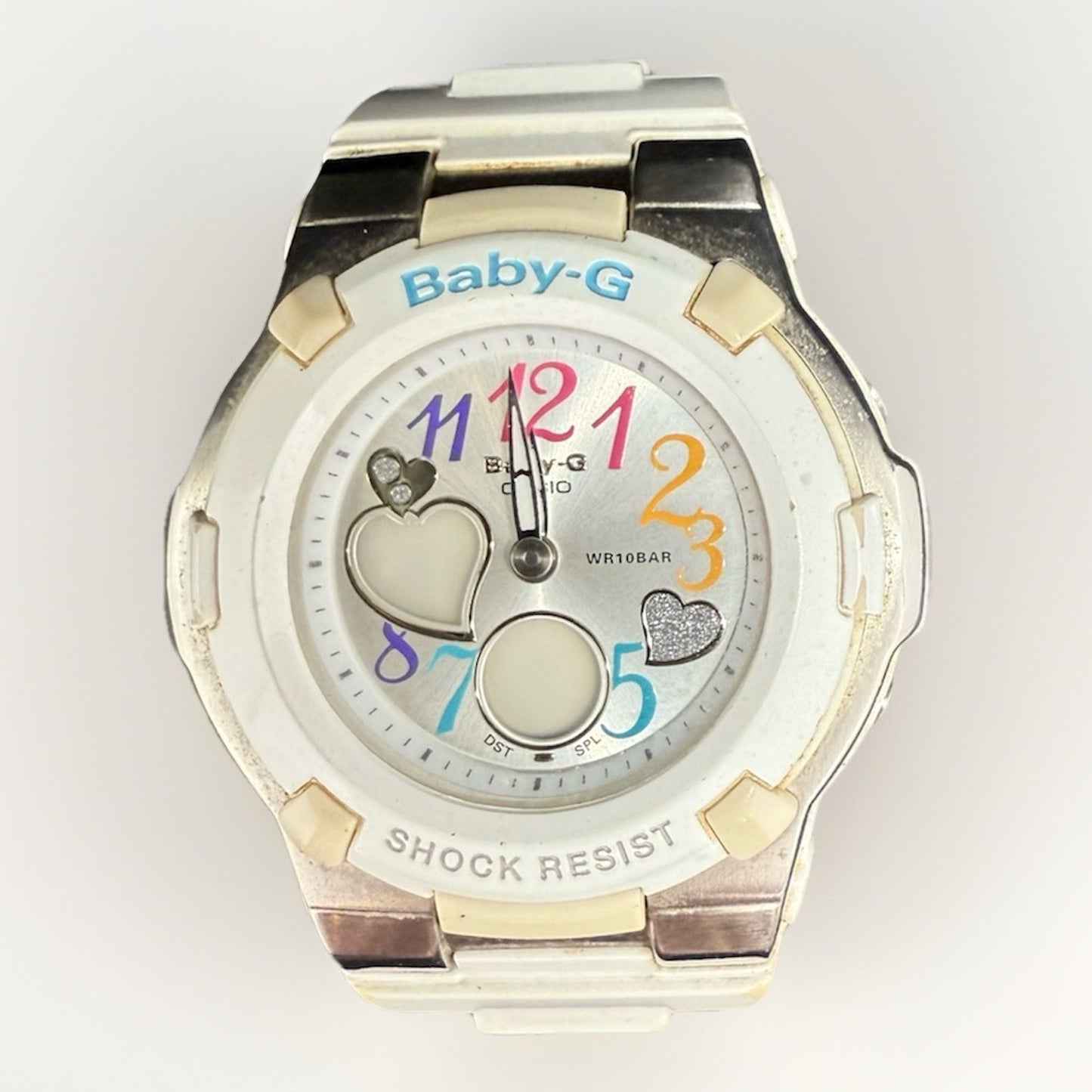 Casio Baby-G BGA-116 White Rainbow Dial Shock Resistant Quartz Watch Read Cute