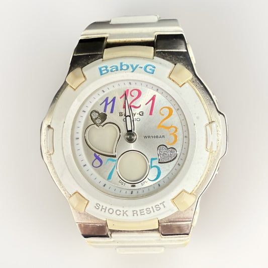 Casio Baby-G BGA-116 White Rainbow Dial Shock Resistant Quartz Watch Read Cute