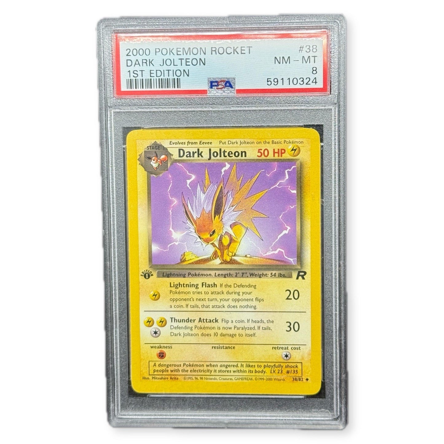 Pokemon Team Rocket 1st Edition Dark Jolteon 38/82 PSA 8