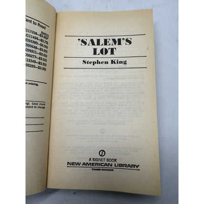 Salem's Lot Stephen King Paperback Book 1st Signet Printing August 1976 Horror