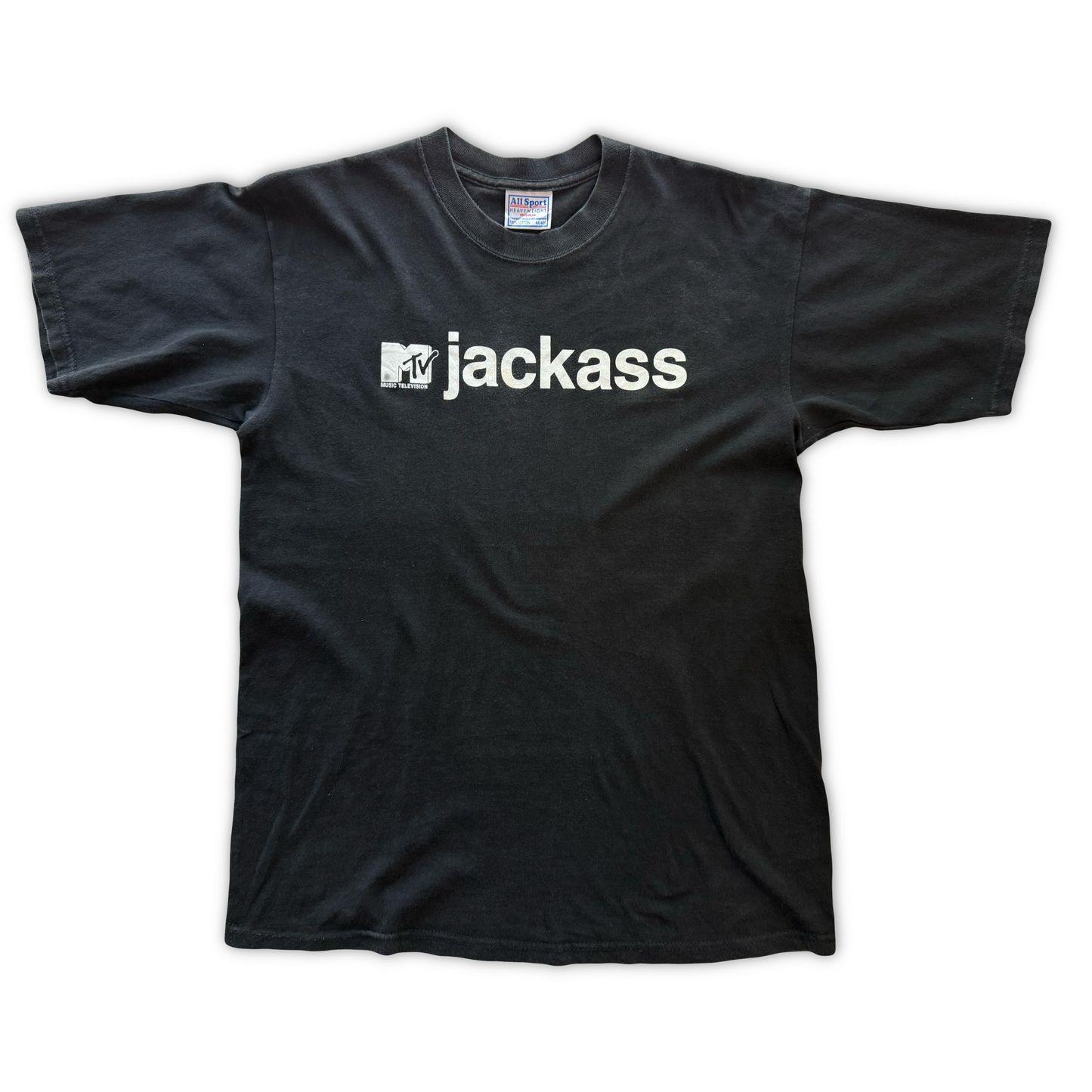 Vintage MTV 2001Jackass Tee All Sport Heavyweight Y2K Black M Music Television