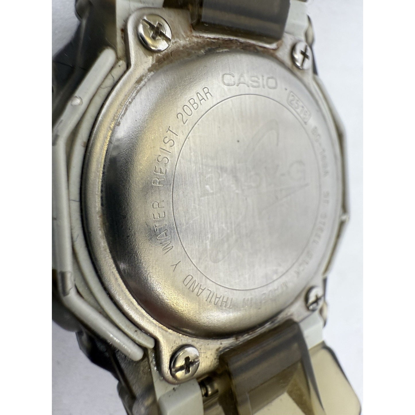 Vintage Casio Baby-G Watch BG-169RA Transparent Smoke Gray / White Accents As Is