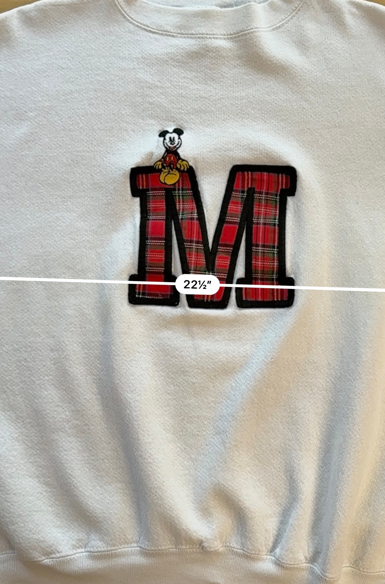 Vintage Mickey & Co Crewneck Sweatshirt Red Plaid M Patch Mickey Mouse