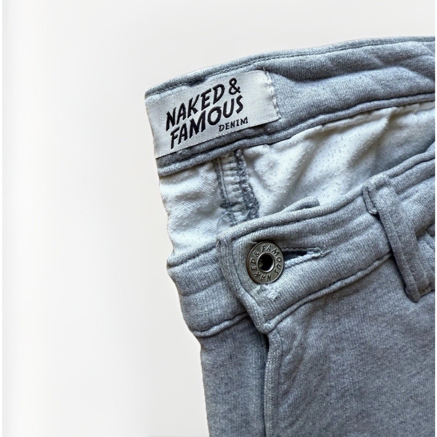 Naked & Famous Sweat Jeans Gray Fleece Joggers Men’s 33x36 Denim Look