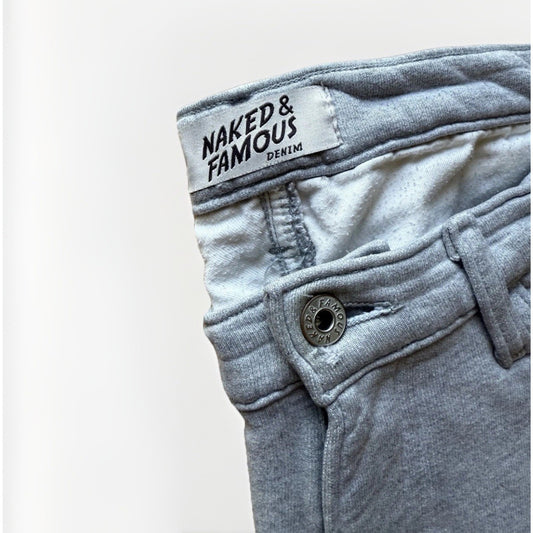 Naked & Famous Sweat Jeans Gray Fleece Joggers Men’s 33x36 Denim Look