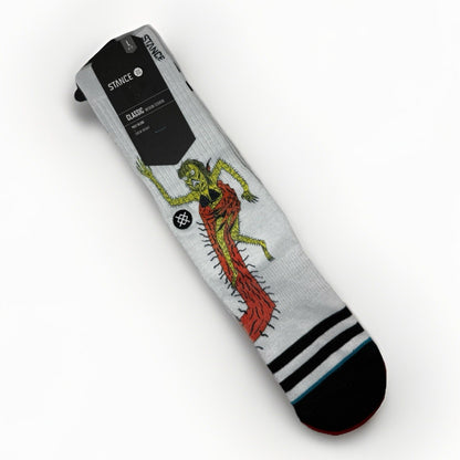 Stance x Neckface Classic Crew Socks Large 9-12 NWT White Horror Skate Art Graff