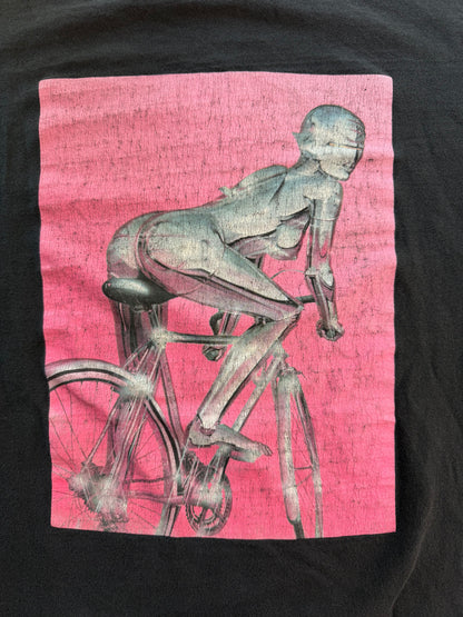 HUF x Hajime Sorayama Robot Ride Tee Black Mens M Chrome Gynoid Bicycle