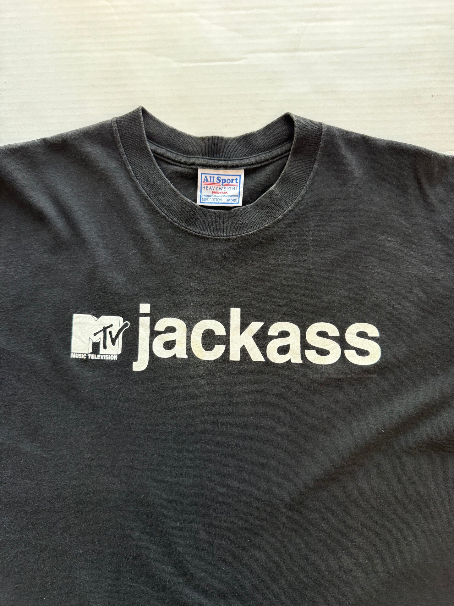 Vintage MTV 2001Jackass Tee All Sport Heavyweight Y2K Black M Music Television