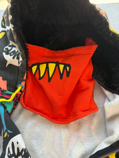 Volcom Big Monster Basic Zip Hoodie All Over Print Sherpa Lined XXL Skate Y2K