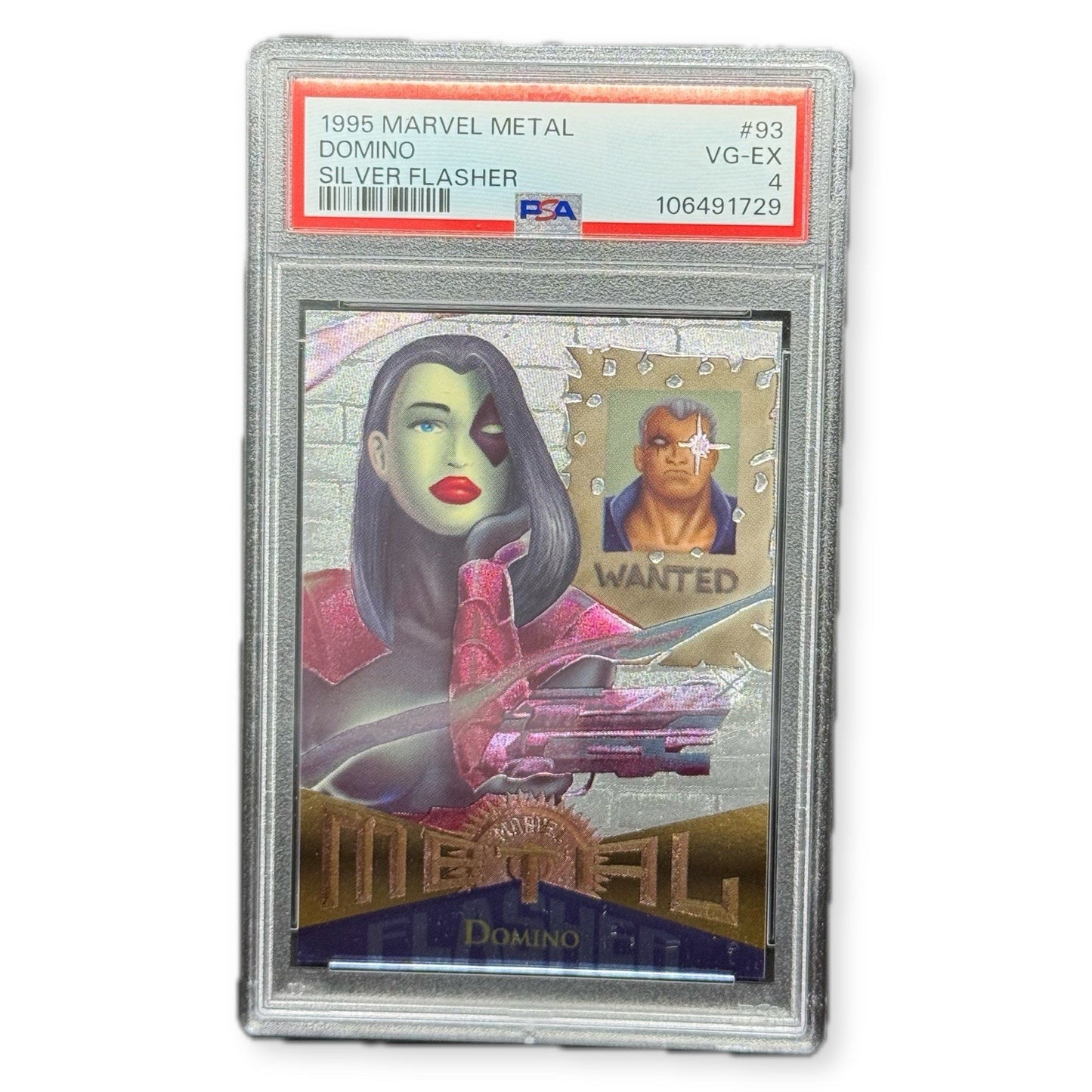 1995 Marvel Metal Domino Silver Flasher #93 PSA 4 VG-EX Fleer Pop 1 at Grade
