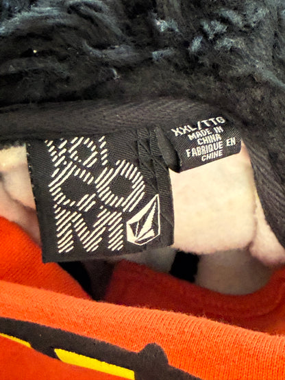 Volcom Big Monster Basic Zip Hoodie All Over Print Sherpa Lined XXL Skate Y2K