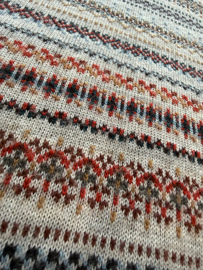 Vintage Lacoste Fair Isle Knit Sweater Made in France Size 6 Croc Embroidered