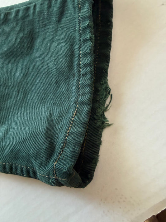 Vintage GAP Denim Forest Green Loose Fit Jeans Leather Patch W31 Chain Stitch