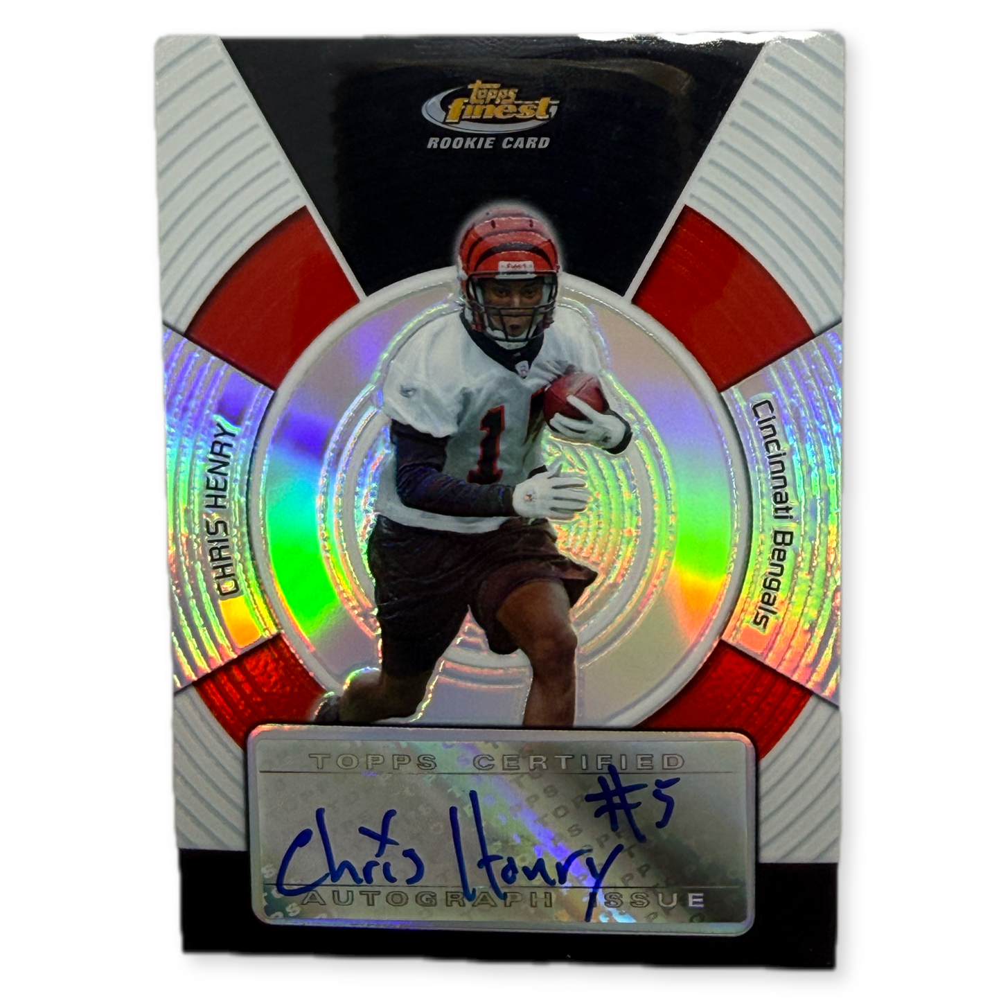 2005 Topps Finest Chris Henry Rookie Autograph Card Serial 154 of 399