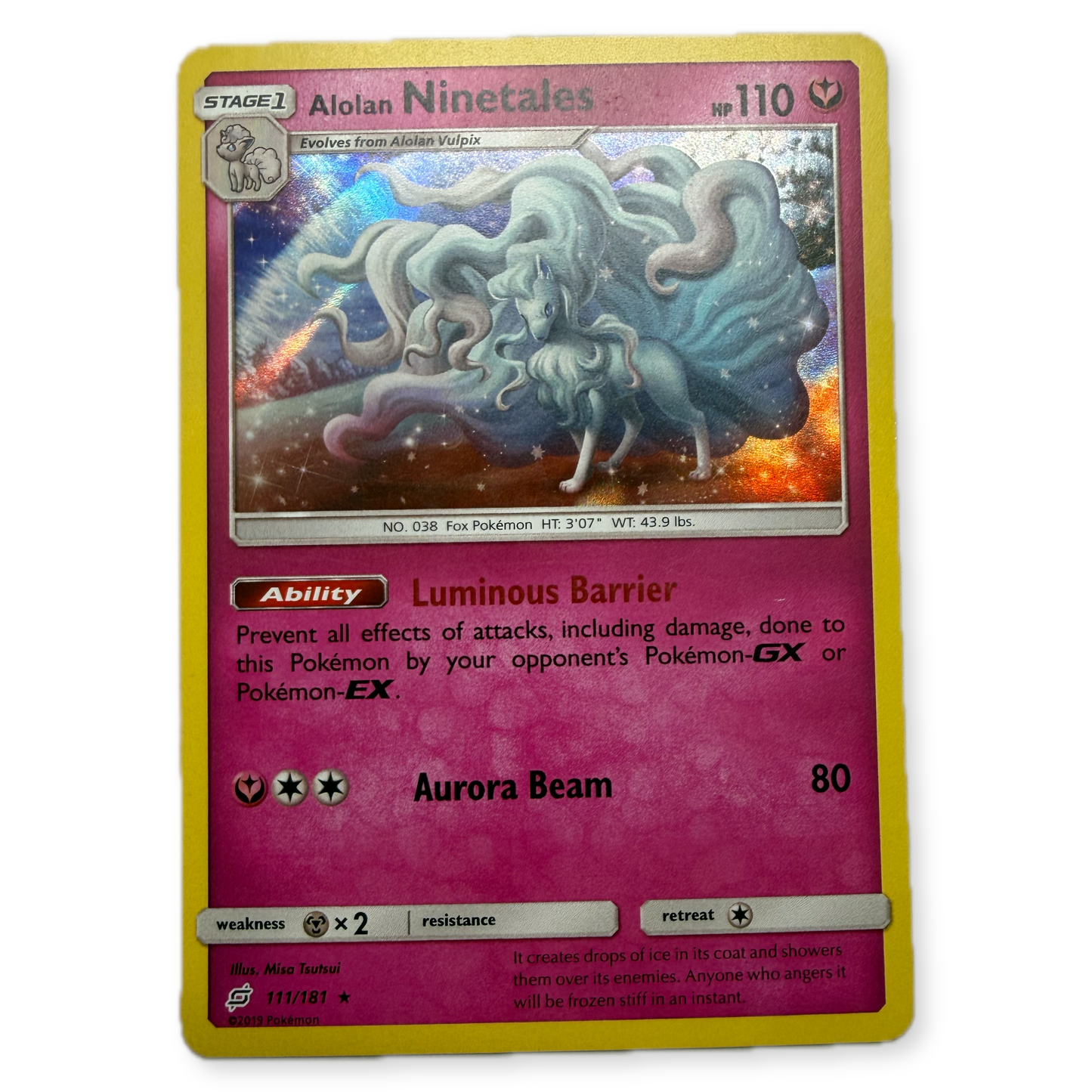 Pokemon Alolan Ninetales 111/181 Sun and Moon Team Up Holo Rare Card