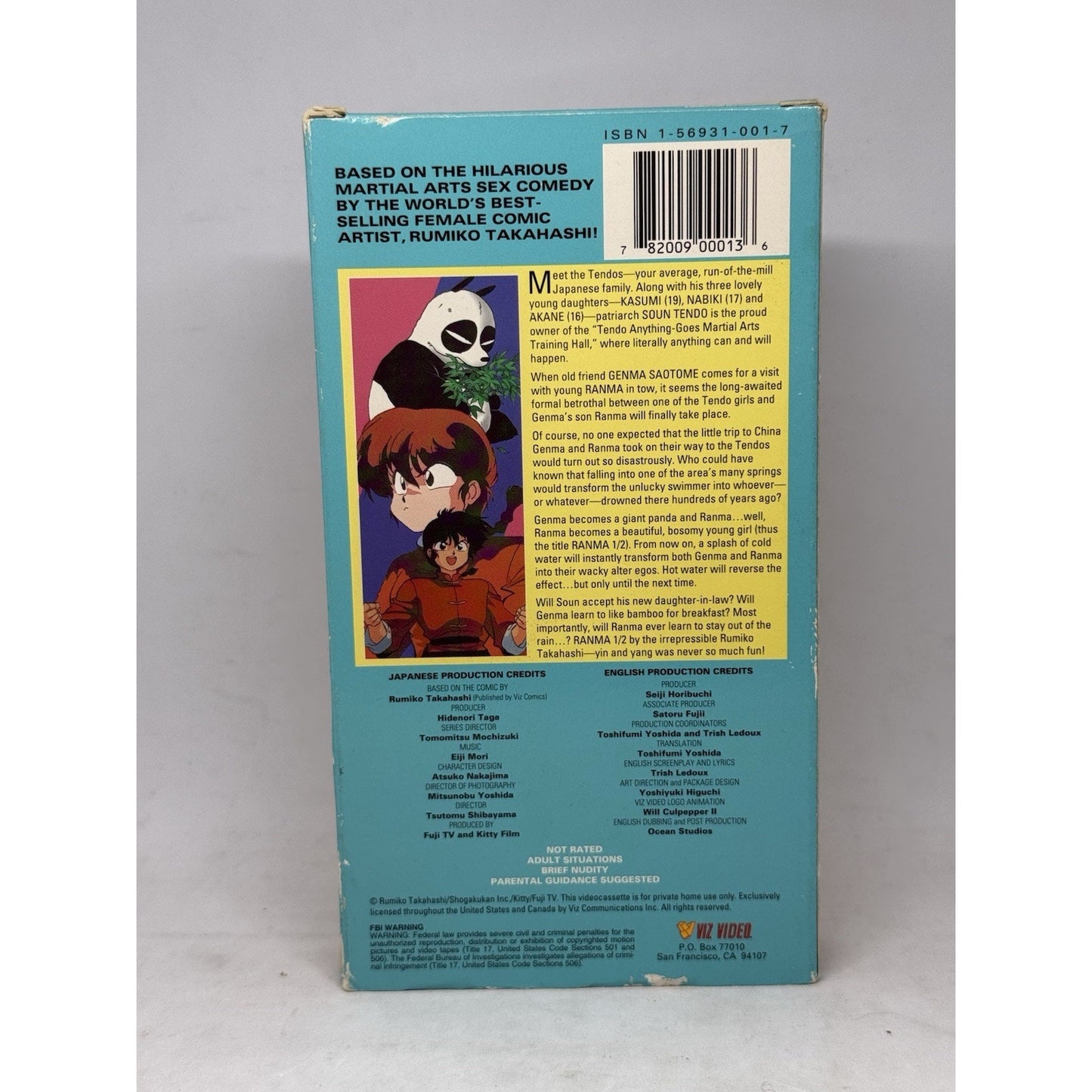 Ranma 1/2 TV Series Vol 1 VHS Viz Video Rumiko Takahashi Anime English Dub