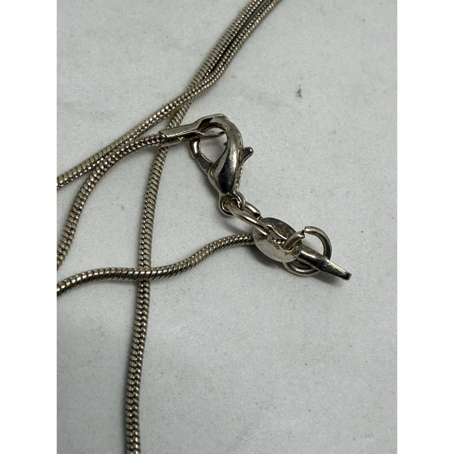 Silver Labradorite Pendant Necklace Snake Chain Three Gemstones Bezel Setting