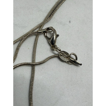 Silver Labradorite Pendant Necklace Snake Chain Three Gemstones Bezel Setting