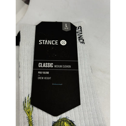 Stance x Neckface Classic Crew Socks Large 9-12 NWT White Horror Skate Art Graff