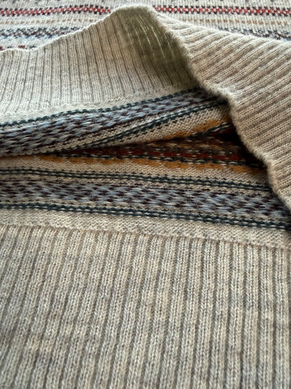 Vintage Lacoste Fair Isle Knit Sweater Made in France Size 6 Croc Embroidered