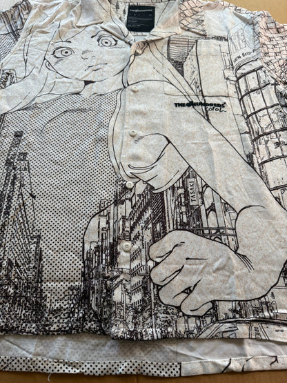 The Hundreds x Cotoh Camp Shirt Cream Mens XL NWOT Anime Manga City Print