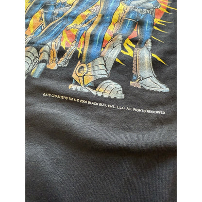 2000 Gate Crashers Superhero Promo T-Shirt XL Black Graphitti Comic Book Tee Top