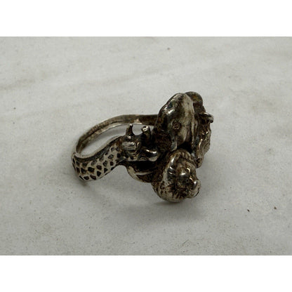 925 Sterling Silver Safari Animal Ring Lion Elephant Giraffe Zebra Size 8 - thriftgoblin