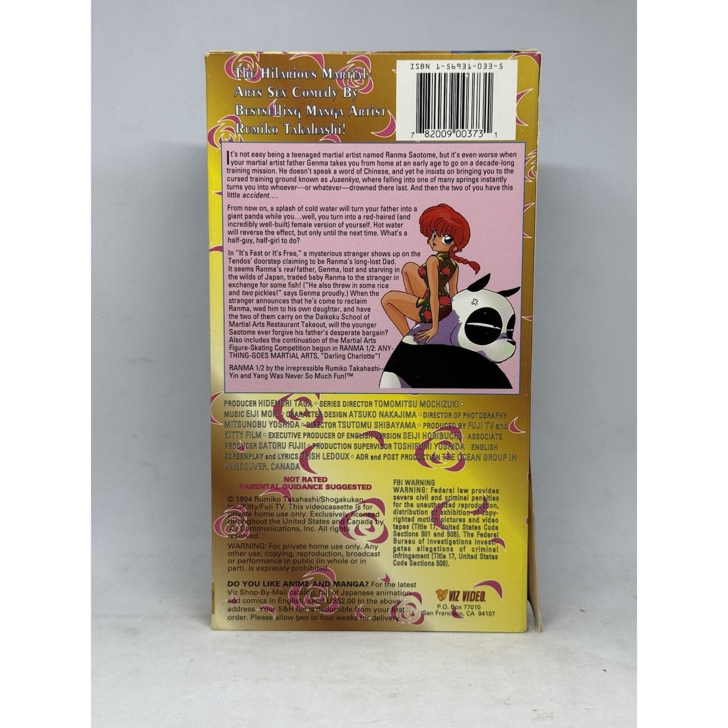 Ranma 1/2 Its Fast or Its Free VHS Viz Video Rumiko Takahashi Anime English Dub
